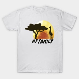 My Family Giraffe in the Sunset Safari T-Shirt